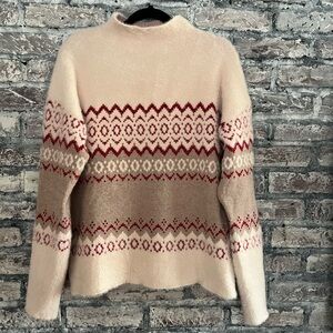 Tahari Cream and Pale Pink Patterned Sweater with Alpaca that’s so soft & warm